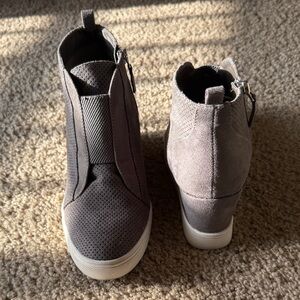 MIA Charcoal Suede Women's Wedge Sneakers